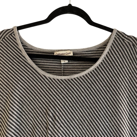 Coldwater Creek metallic silver black striped dolman sleeve top L 14 - Picture 5 of 11